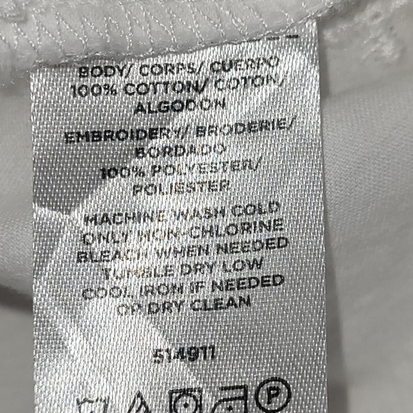 Loft White Embroidered Button-Up Blouse with Cap Short Sleeves Size Small - Picture 7 of 10